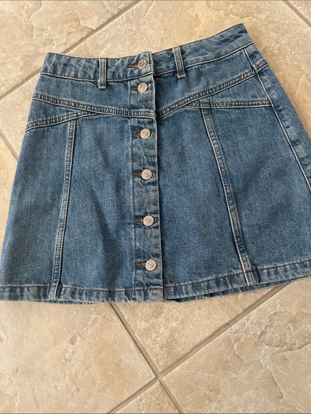 MOTO Women's Blue Denim 6 Button-Front Skirt SIZE 8
